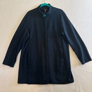 Eileen Fisher Organic Cotton & Tercel Pucker Jacket Snap Closure Size XL